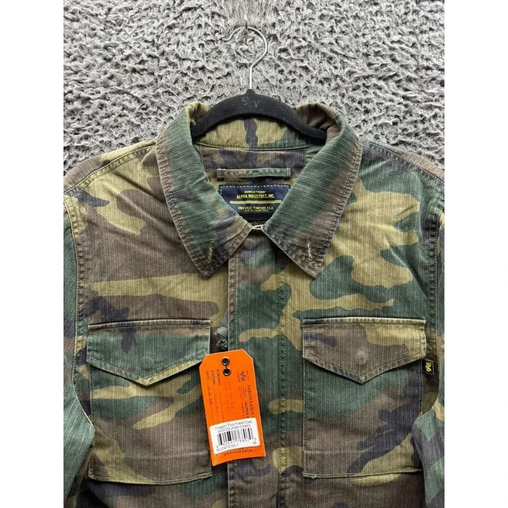 NWT Alpha Industries Dragon Tour Cotton Field‎ Coat Woodland Camo Mens Size M